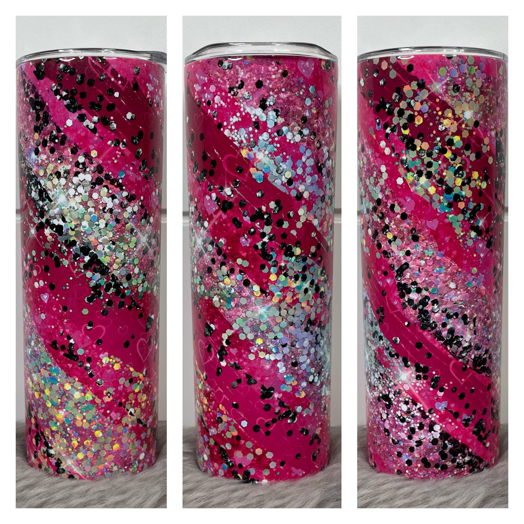 Red Hearts on Pink Tumbler