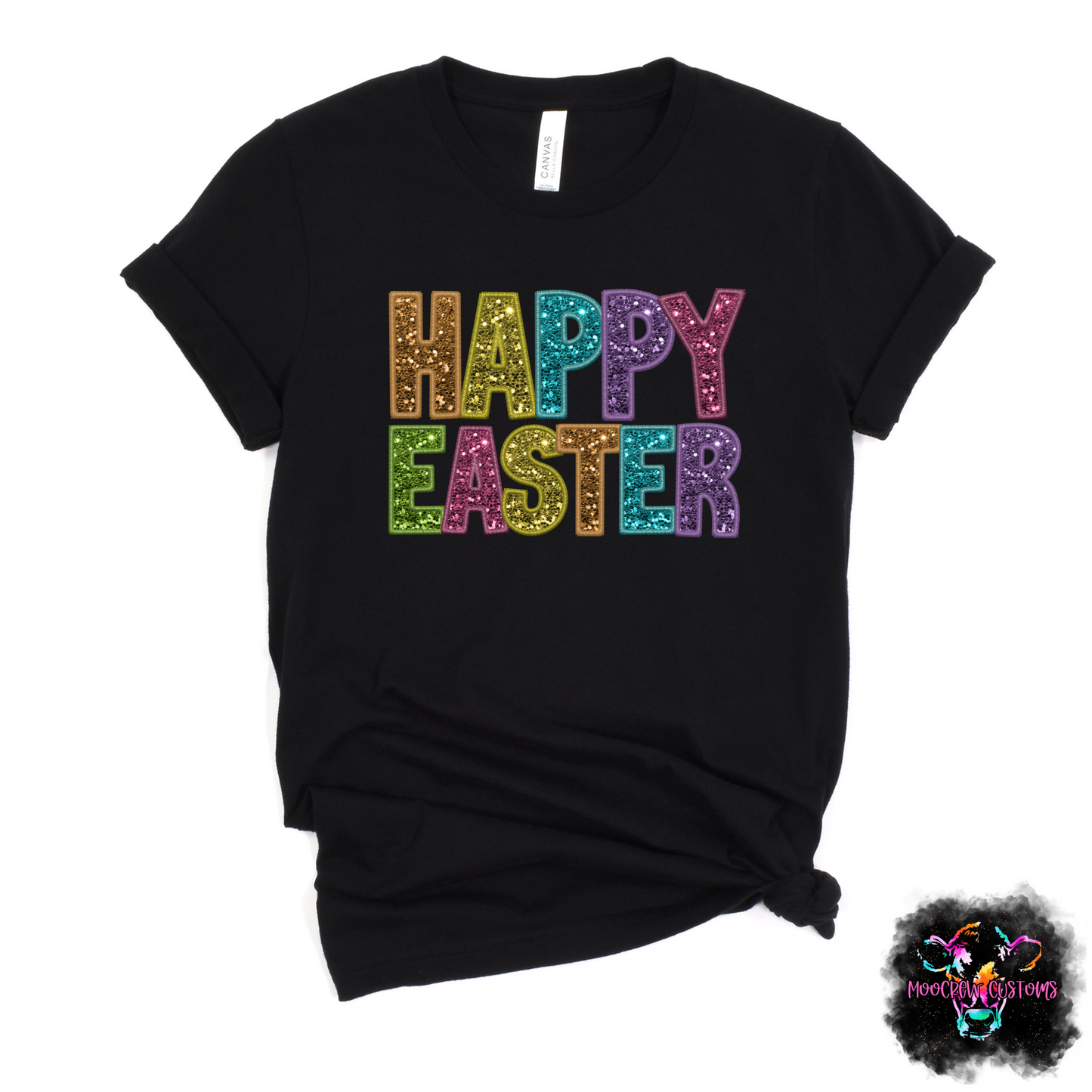 Faux Glitter Happy Easter Tshirt