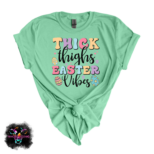 Thick Thighs Easter Vibes Retro Tshirt