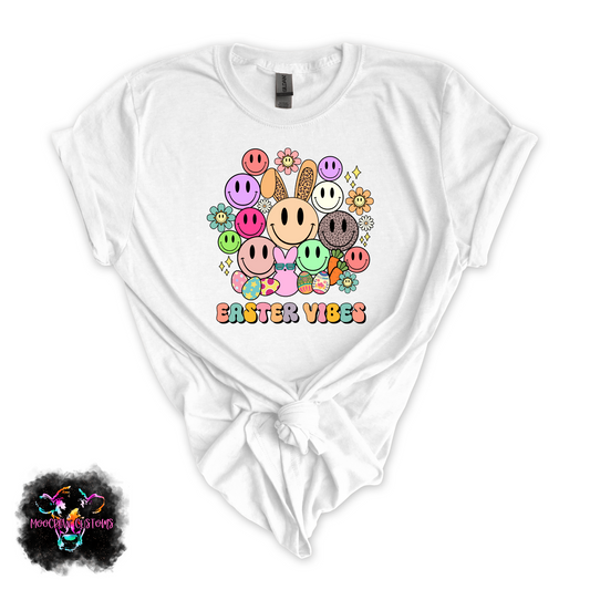 Easter Vibes Smiley Retro Tshirt