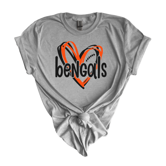 Bengals Hand Drawn Heart Tshirt