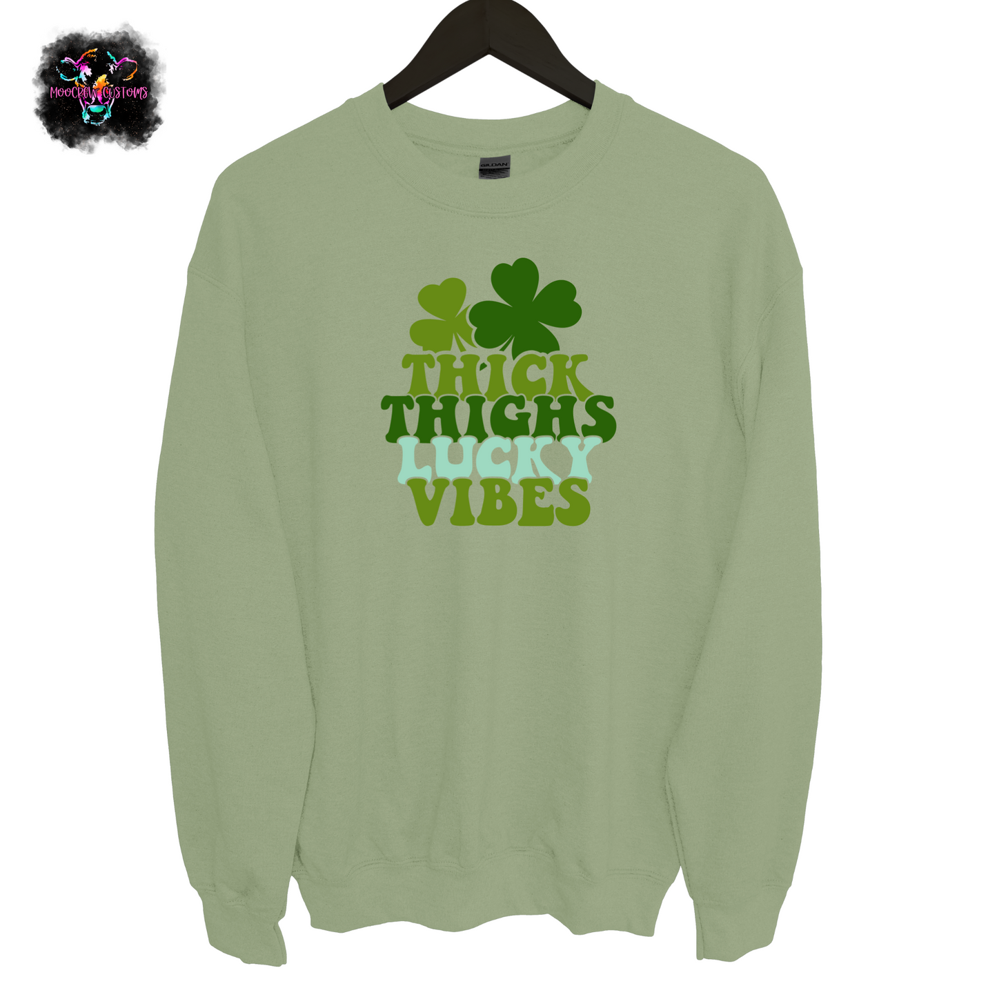 Thick Thighs Lucky Vibes Crewneck