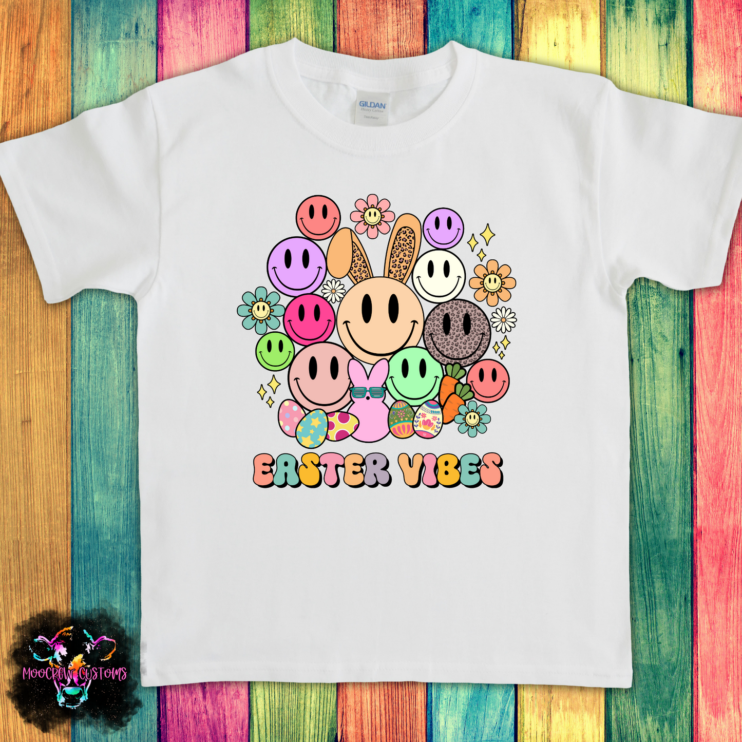 Retro Easter Vibes Smiley Kids Tshirt