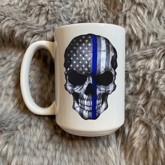 Back The Blue Skull Coffee Mug