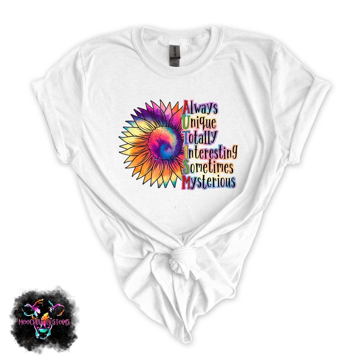 Sunflower Tie Dye Autism Tshirt