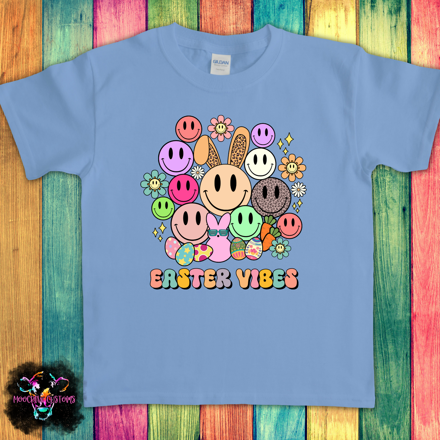 Retro Easter Vibes Smiley Kids Tshirt