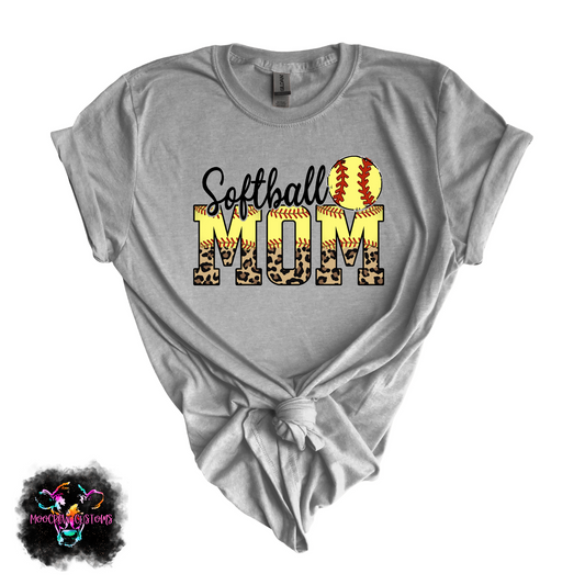 Softball Mom Leopard Tshirt