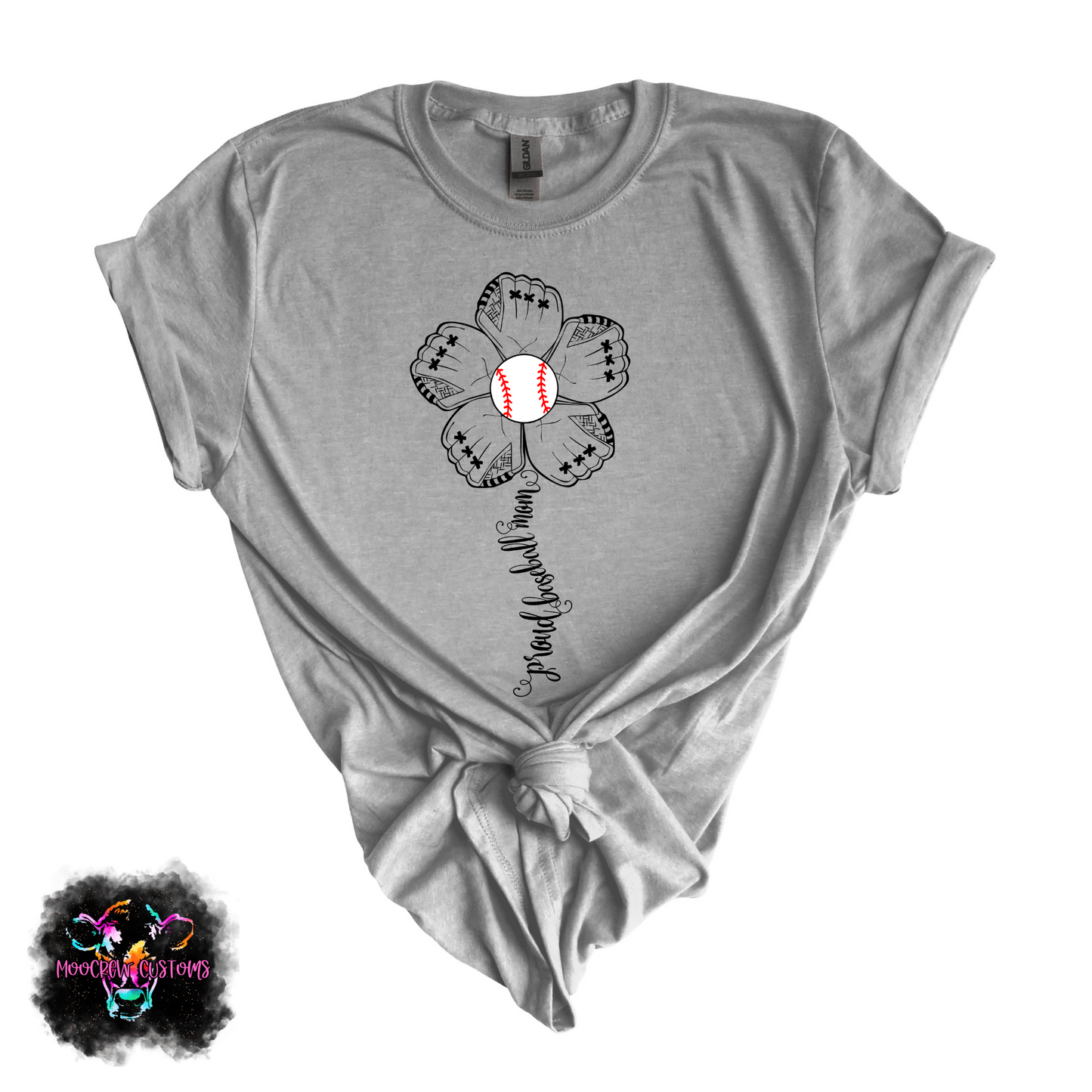 Proud Baseball Mom Flower Tshirt