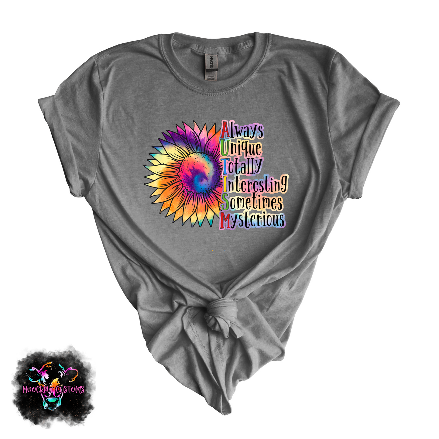 Sunflower Tie Dye Autism Tshirt