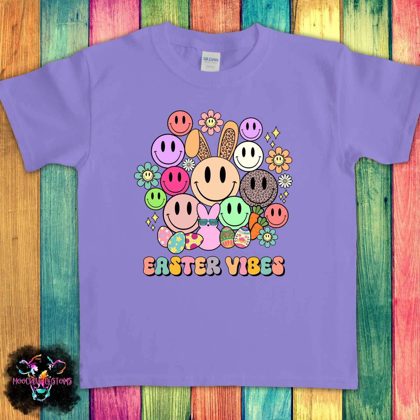 Retro Easter Vibes Smiley Kids Tshirt