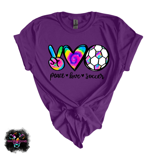 Peace Love Soccer Tie Dye Tshirt
