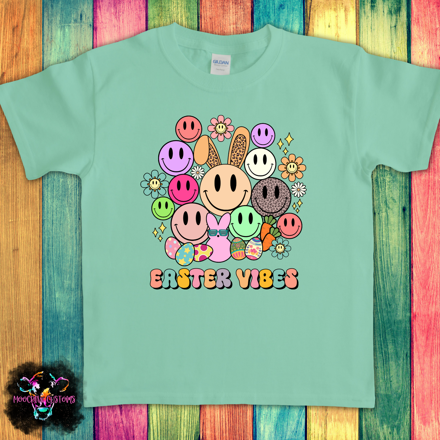 Retro Easter Vibes Smiley Kids Tshirt