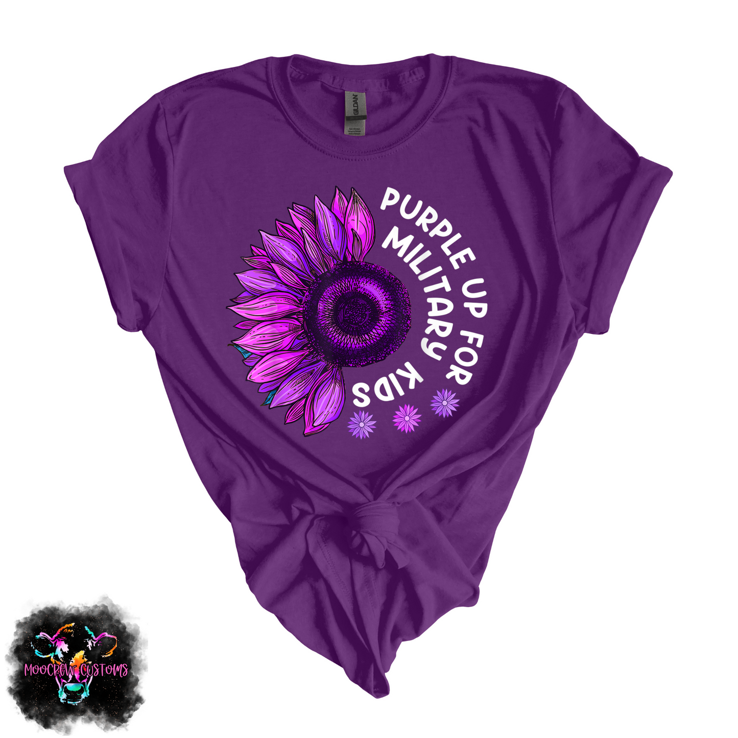 Half Sunflower Purple Up Adult Tshirt