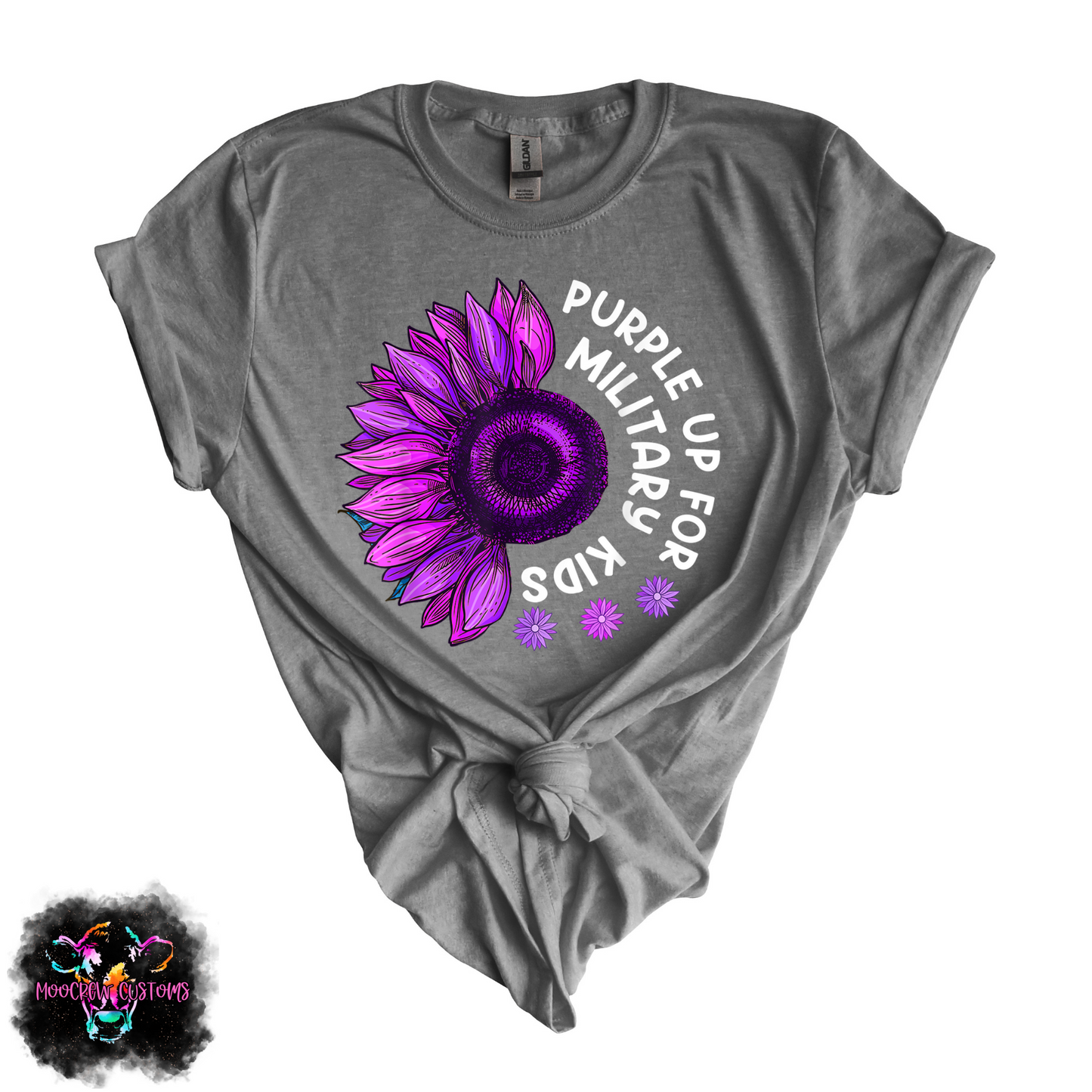 Half Sunflower Purple Up Adult Tshirt