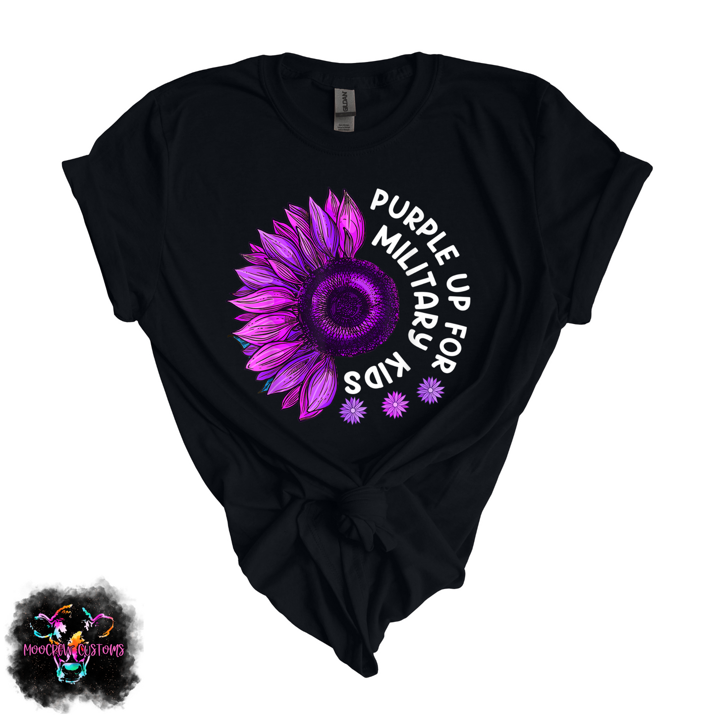 Half Sunflower Purple Up Adult Tshirt