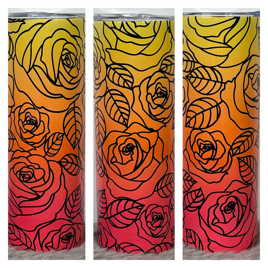 Sunset Ombre Floral Tumbler